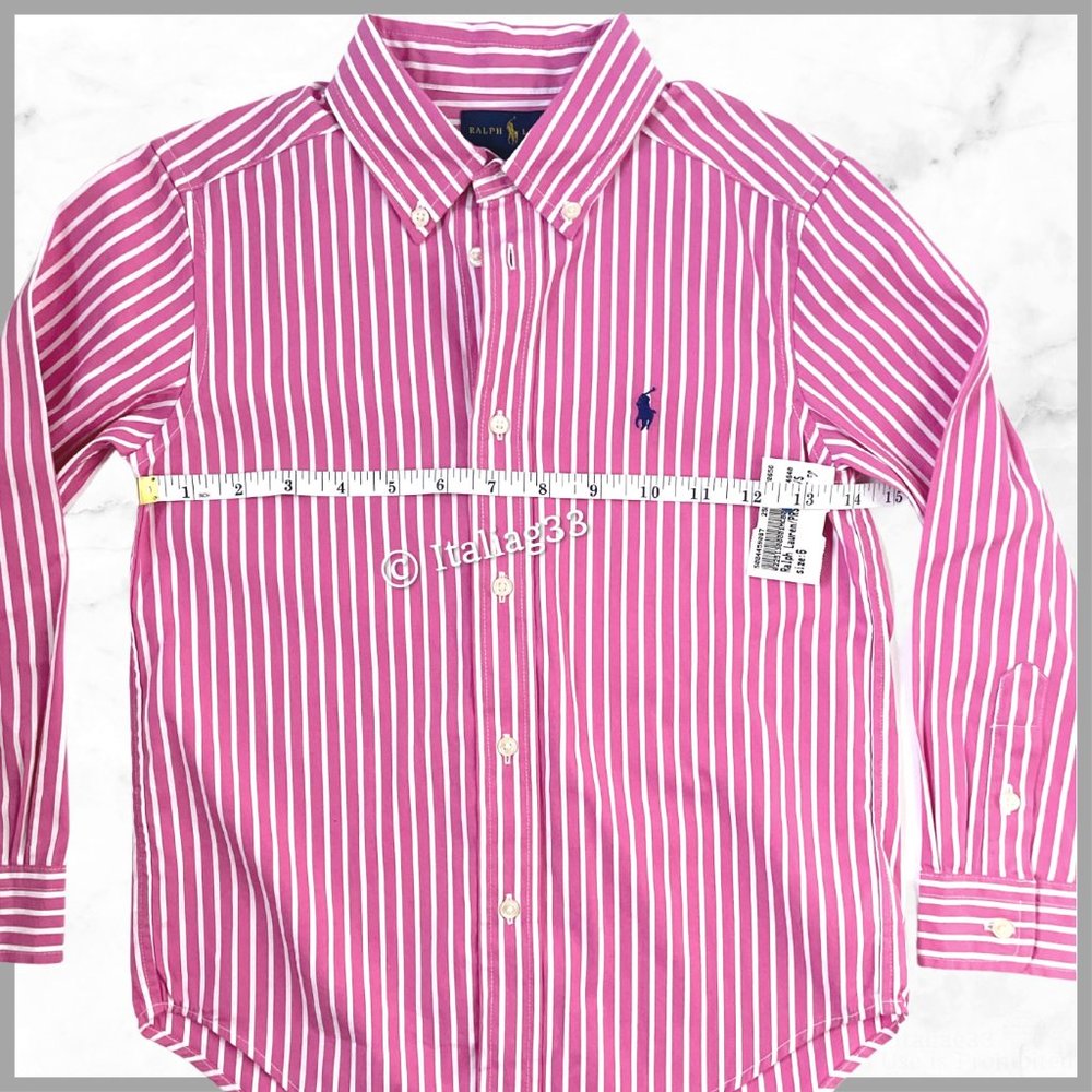 Ralph Lauren Polo Oxford Dress Shirt Pink Striped Long Sleeve Boys 6 Brand New! - Picture 5 of 13